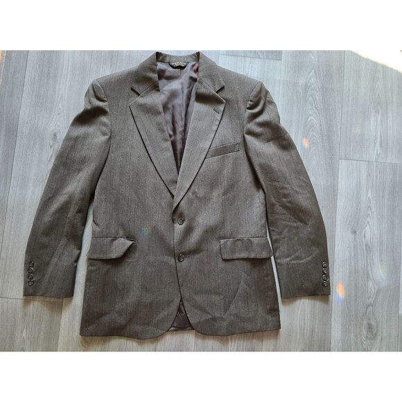 Strathmore Mens Wool Brown Blazer Suit Jacket 100% Pure Wool 2-Button Style 42 - Picture 3 of 10